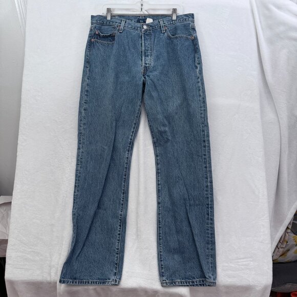 Vintage Levis 501 Jeans Mens 36x32 (34x32) Blue Button Fly Straight Leg - Picture 1 of 12
